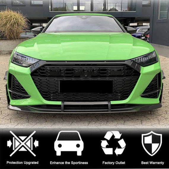 Накладка на передній бампер Lip V1 (для RS7 2018-2022, Сухий карбон) для Ауди A7 2018- рр | Зображення 2