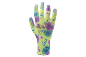 Перчатки с полиуретановым покрытием р8 (зеленые садовые манжет) ВАСИЛЬКИ СИЛА