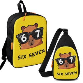 Набор 6-7,six seven 2 в 1: детский рюкзак + сумка-слинг, для мальчика и девочки 7–9 лет (6302)