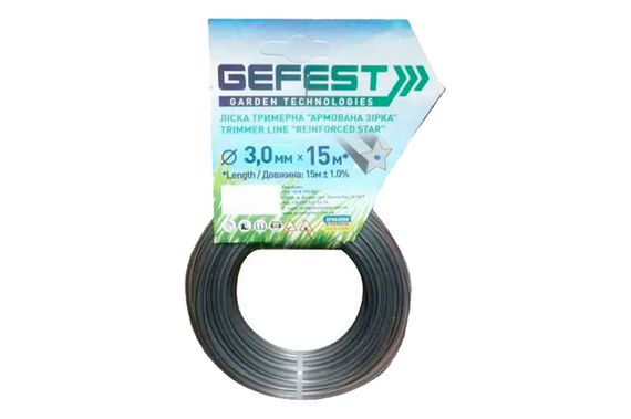 Леска для триммера Gefest - 2,0мм x 15м звезда армированная (GST2,0R)
