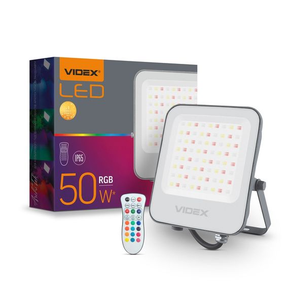 LED прожектор VIDEX  50W RGB 220V VL-F3-50-RGB повнокольоровий | Зображення 2