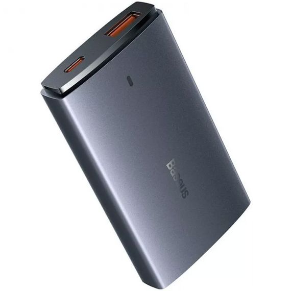 МЗП Baseus GaN5 Pro Ultra-Slim QC 3.0+PD 65W (1USB-A/1C) + кабель Type-C to Type-C (CCGP15011) Gray