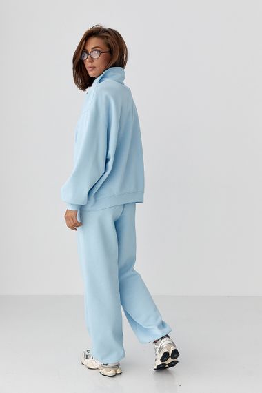 Однотонний спортивний костюм із написом - блакитний цвет, ONE SIZE (є розміри) | Зображення 1