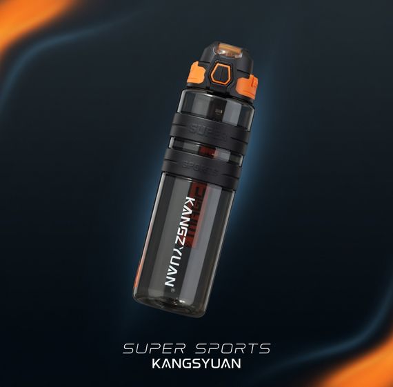 Спортивная бутылка для воды KANGZYUAN 700 мл Черная Тритановая (BPA Free), с клапаном и поилкой | Зображення 6