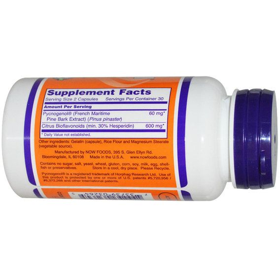 Пикногенол NOW Foods Pycnogenol 30 mg 60 Caps | Зображення 1
