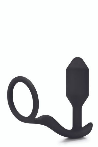 Анальна пробка з ерекційним кільцем Snug & Tug B-Vibe, силіконова, чорна Sex Aura | Зображення 4
