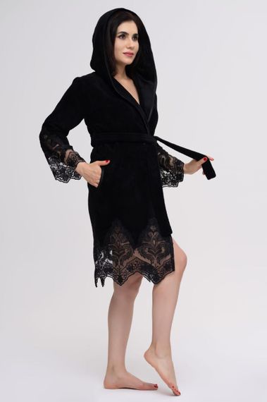Жіночий халат Nusa 4350 чорний, S | Зображення 2