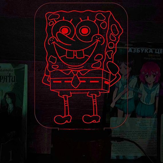 Акриловий світильник-нічник Губка Боб червоний tty-n000125