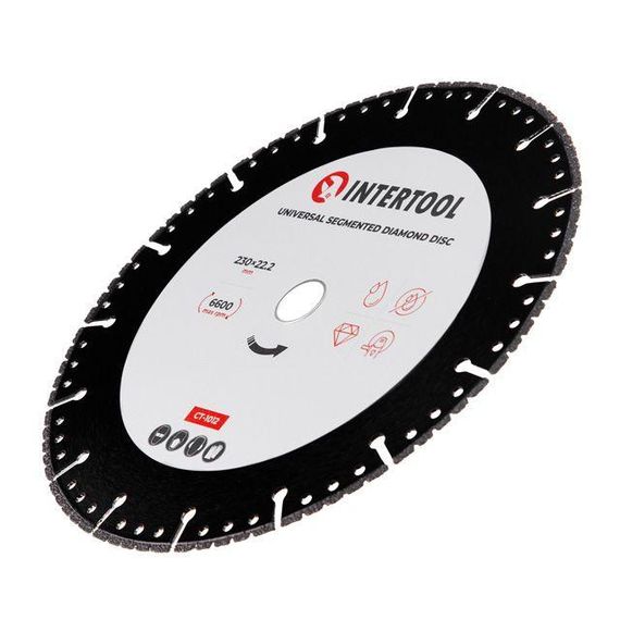 Диск універсальний сегментний алмазний, 230 мм, 16-18%, 6600 об/хв INTERTOOL CT-1012 | Зображення 2