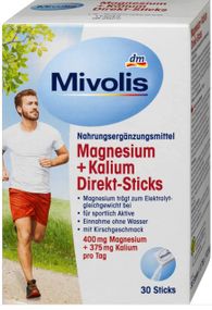 Вітаміни "Mivolis Магній + Калій" в стіках для зміцнення серцево-судинної, нервової систем та при навантаженнях, 30 шт., Німеччина
