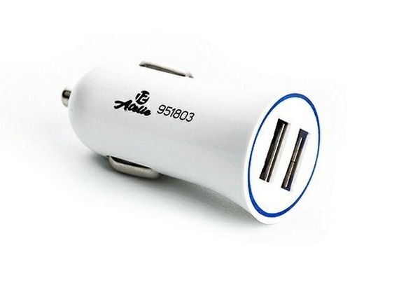 Зарядний пристрій USB, 12 Atelie (951803) 12/24 V — 5V 2,1A/білий/2 USB