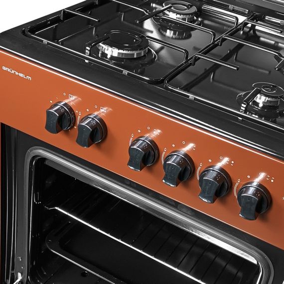 Плита газова коричнево-чорна Grunhelm G4FM6612BRB | Зображення 6