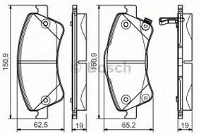 Колодка гальм. диск. TOYOTA AURIS, AVENSIS передн. (вир-во Bosch) BOSCH 0986495106 на TOYOTA VERSO (_AUR2_, _ZGR2_)