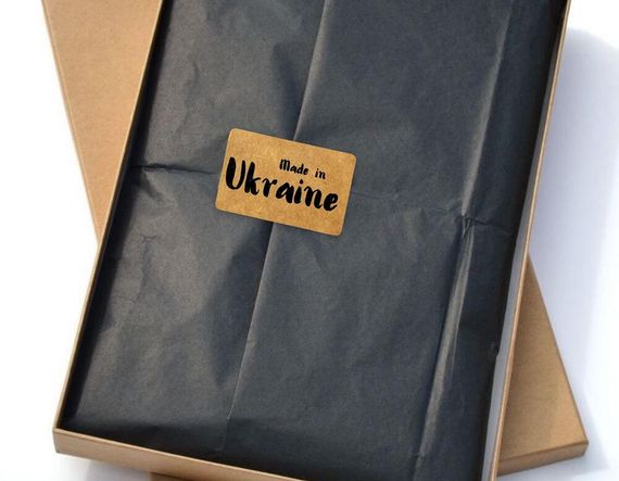 Крафт этикетка с печатью "Made in Ukraine 01" 40x25 мм, 250 шт/рулон, Viskom | Зображення 2