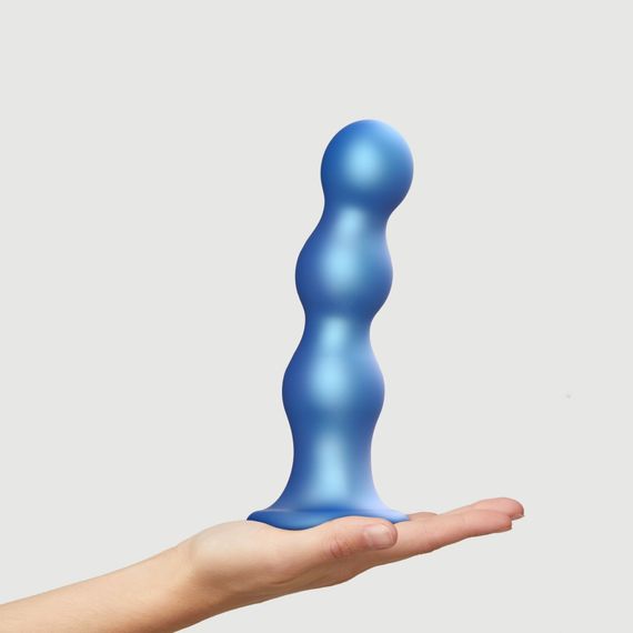 Насадка для страпона Strap-On-Me Dildo Plug Balls Blue Metallic XXL | Зображення 1