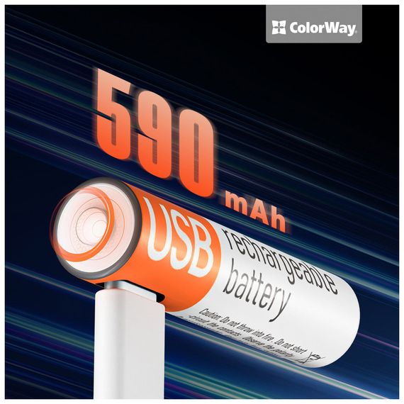 Акумулятор ColorWay AAА USB-С 590 mAh 1.5V (2шт) (Li-Polymer) (CW-UBAAA-09) | Зображення 3