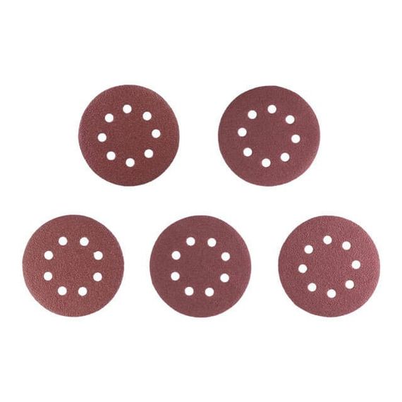 Круг наждаковий самоклейний 125 мм з отворами, папір класу С, К40, 5 од. INTERTOOL BT-0583