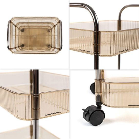 Етажерка мобільна чотириярусна універсальна з акрилу та металу 40х28,5х95см Бежева SW-00002112 | Зображення 4