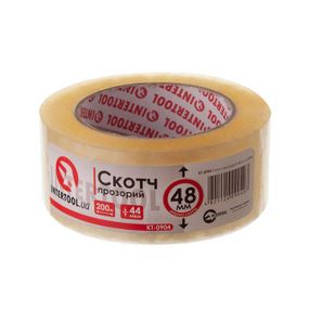 Скотч прозорий 48 мм*200м*52мкм INTERTOOL KT-09041