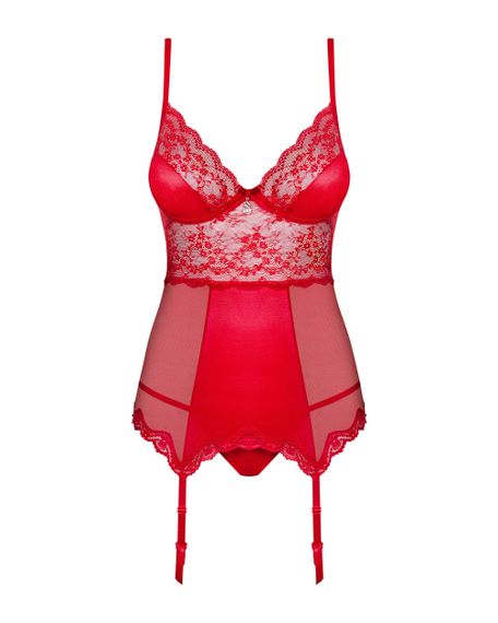 Корсет із підтяжками для панчох Obsessive Lovica corset Червоний S/M | Зображення 5