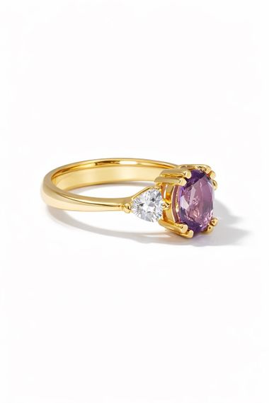 Кольцо из желтого золота  с аметистом К-0541 15.5 | Зображення 2
