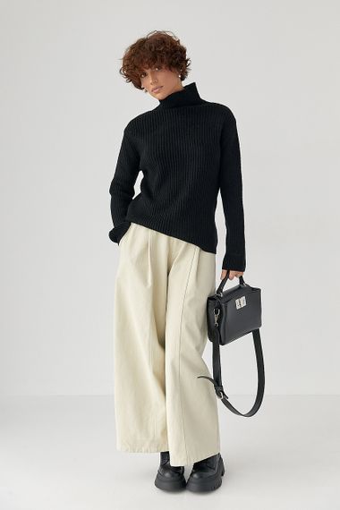 В'язаний гольф у рубчик - чорний цвет, ONE SIZE (є розміри) | Зображення 2