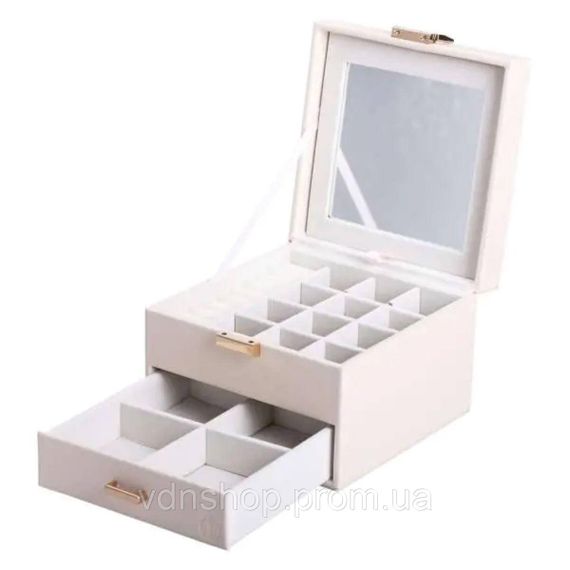 Скринька для прикрас з еко шкіри 2 яруси органайзер для ювелірних виробів HP-5-2W | Зображення 3