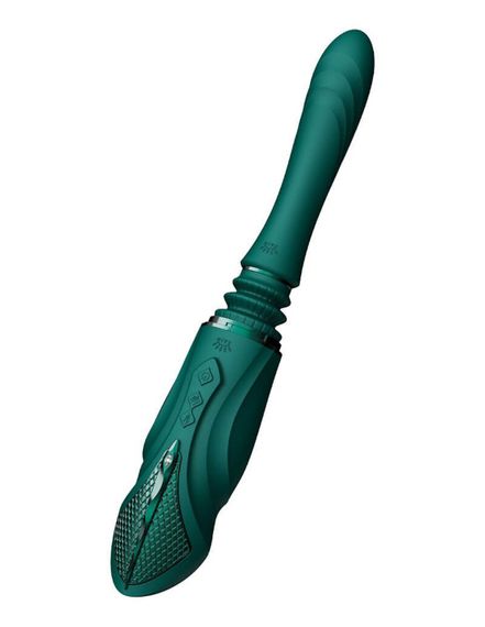 Компактная смарт секс-машина Zalo – Sesh Turquoise Green, 2 насадки, пульт ДУ, кристалл Swarovski | Зображення 6