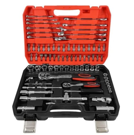 Набір 78 інструментів із хром-ванадієвої сталі в пластиковому кейсі CR-V 78 PCS