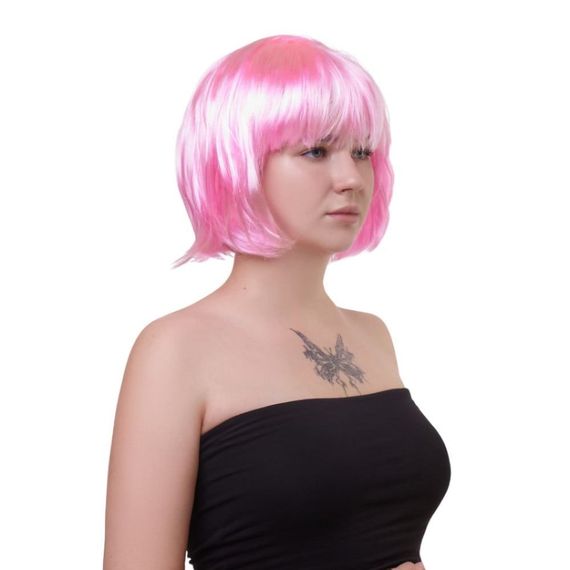 Перука каре з чубчиком Fetish Hair, рожевий, 25 см