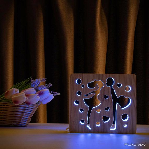 Светильник ночник ArtEco Light из дерева LED "Влюбленная пара" с пультом и регулировкой... | Зображення 8