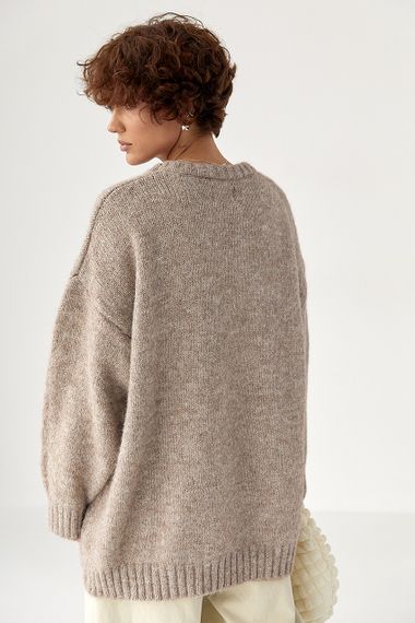 Вільна мохерова кофта - кавовий цвет, ONE SIZE (є розміри) | Зображення 1