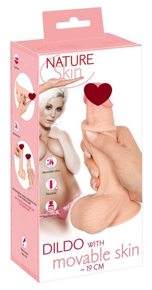 Фалоімітатор - Nature Skin Dildo With Movable Skin, 19 см Sex Aura