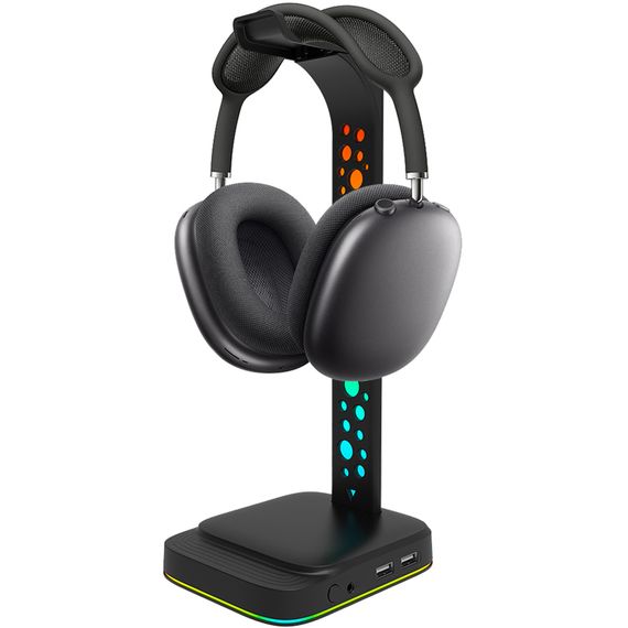 Мультифункциональная подставка для наушников / гарнитуры Digital Lion G2, с RGB подсветкой и 2 портами USB (0065) | Зображення 1