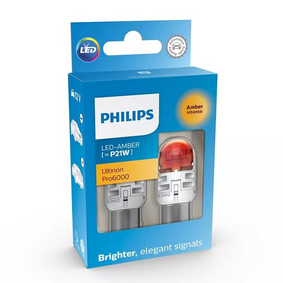 Комплект светодиодных ламп Philips 11498AU60X2 PY21W LED Ultinon Pro6000 SI 12V BAU15S AMBER | Зображення 1