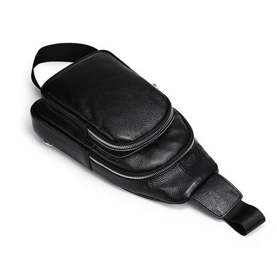 Слінг шкіряний чоловічий на плече чорний  TIDING BAG TH-73583 | Зображення 8