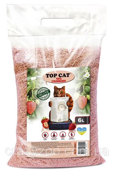 Наполнитель для кошачьего туалета Top Cat Tofu соевый тофу с ароматом клубники 6 л TCT 80521