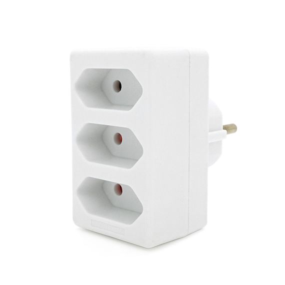 Розетка трійник без заземлення SQ-ZDB01/3, 3x2.5A(10A) 250V~Max, 1700W, White | Зображення 1