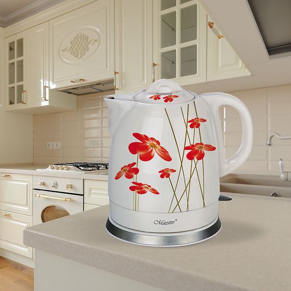 Электрочайник керамический Maestro MR-066-RED FLOWERS, 1.5 л, 1200 Вт | Зображення 3
