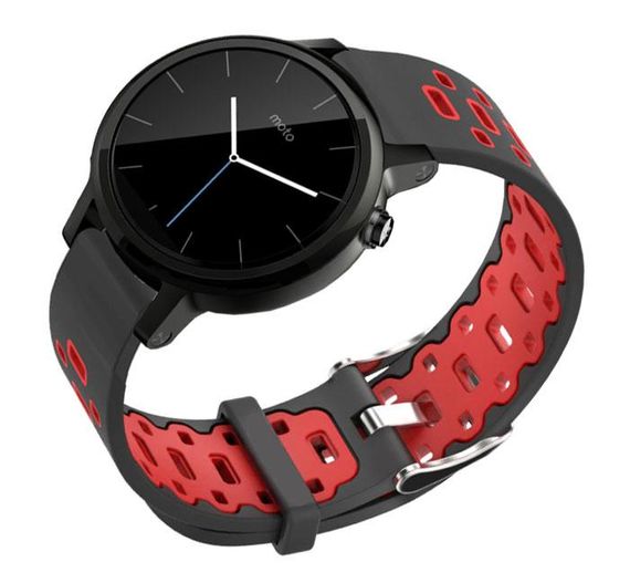 Спортивний ремінець Primo Perfor Classic для годинника Motorola Moto 360 2nd gen (42 mm ) - Black&Red | Зображення 1