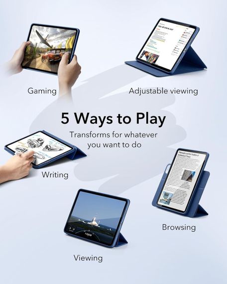 Чохол ESR для iPad Pro 11" з тримачем для стилусу, знімним магнітним чохлом, вертикальною підставкою, для планшету темно-синій | Зображення 2