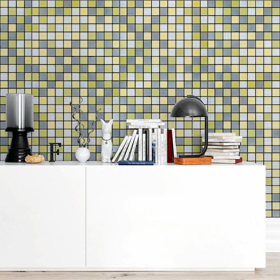 Самоклеюча алюмінієва плитка 300х300х3мм Срібна із золотом шахівниця SW-00001827 | Зображення 5