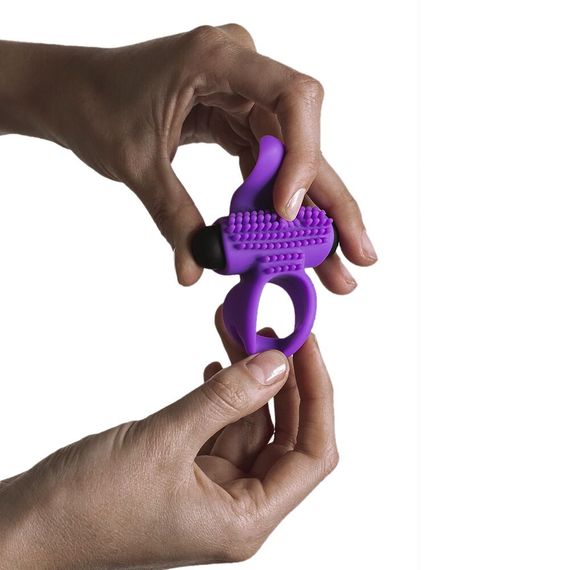 Ерекційне віброкільце Adrien Lastic Bullet Lastic Ring з язичком і щіточкою для стимуляції клітора | Зображення 3