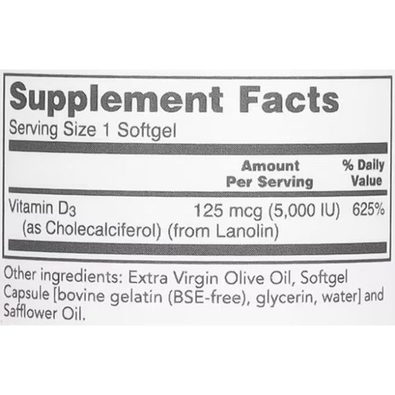 Витамин D Protocol for Life Balance Vitamin D-3 5000 IU 30 Softgels | Зображення 1