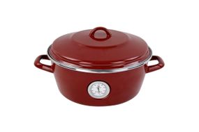 Кастрюля-жаровня Vitrinor Dutch Oven 2111691, 5 л, 26 см, стальная с крышкой и термометром, красная