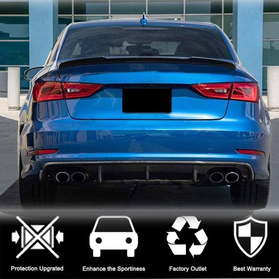 Дифузор заднього бампера V1 (для Base SD 2012-2016, Карбон) для Ауди A3 рр | Зображення 1