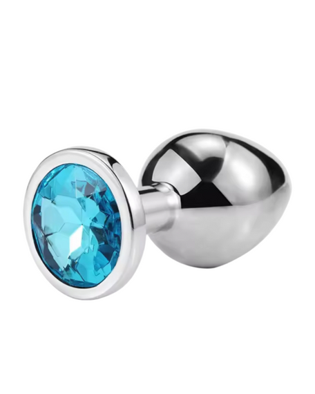 Металлическая анальная пробка Silver, blue, размер М sexstyle | Зображення 1