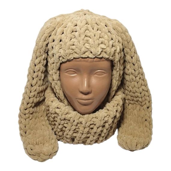 Балаклава колір 415 плюшева з вушками зайчика | Зображення 3
