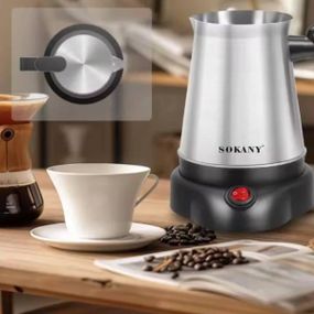 Турка електрична кавоварка 800мл 600Вт SOKANY SK-09044 Чорна