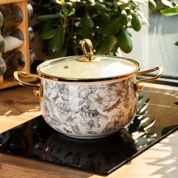 Эмалированная кастрюля объемом 3,5 л для газовых, электрических и индукционных плит HP-2-106 | Зображення 3